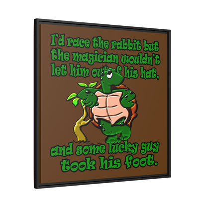 turtle race - framed canvas art (brown)