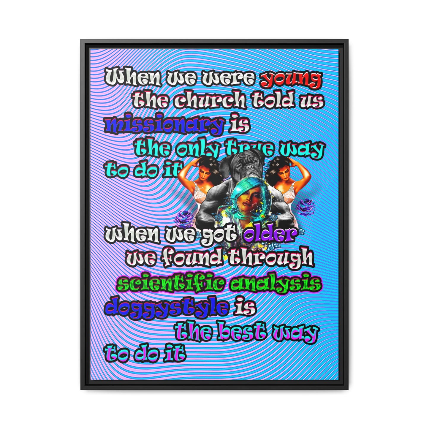 doggystyle - framed canvas art (light blue-purple wave)