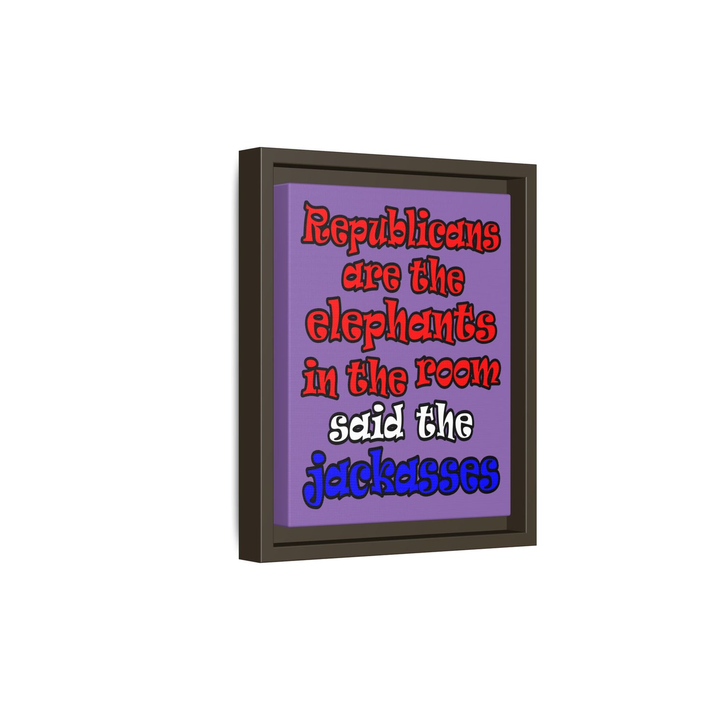 donkeys and elephants - framed canvas art (light purple)