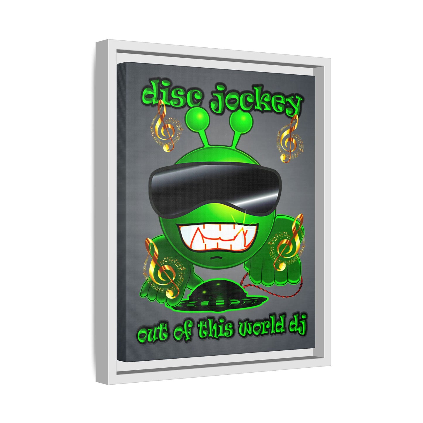 disc jockey - framed canvas art (grey-light grey)