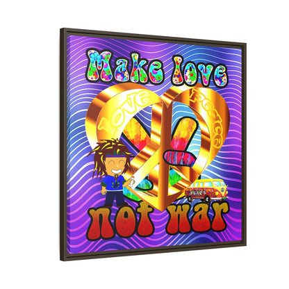 love peace - framed canvas art (purple wave)