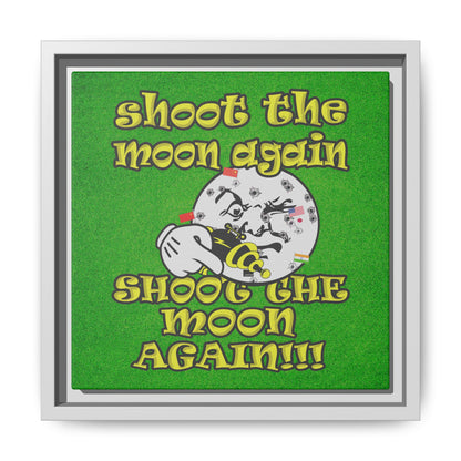 shoot the moon again - framed canvas art (green turf)