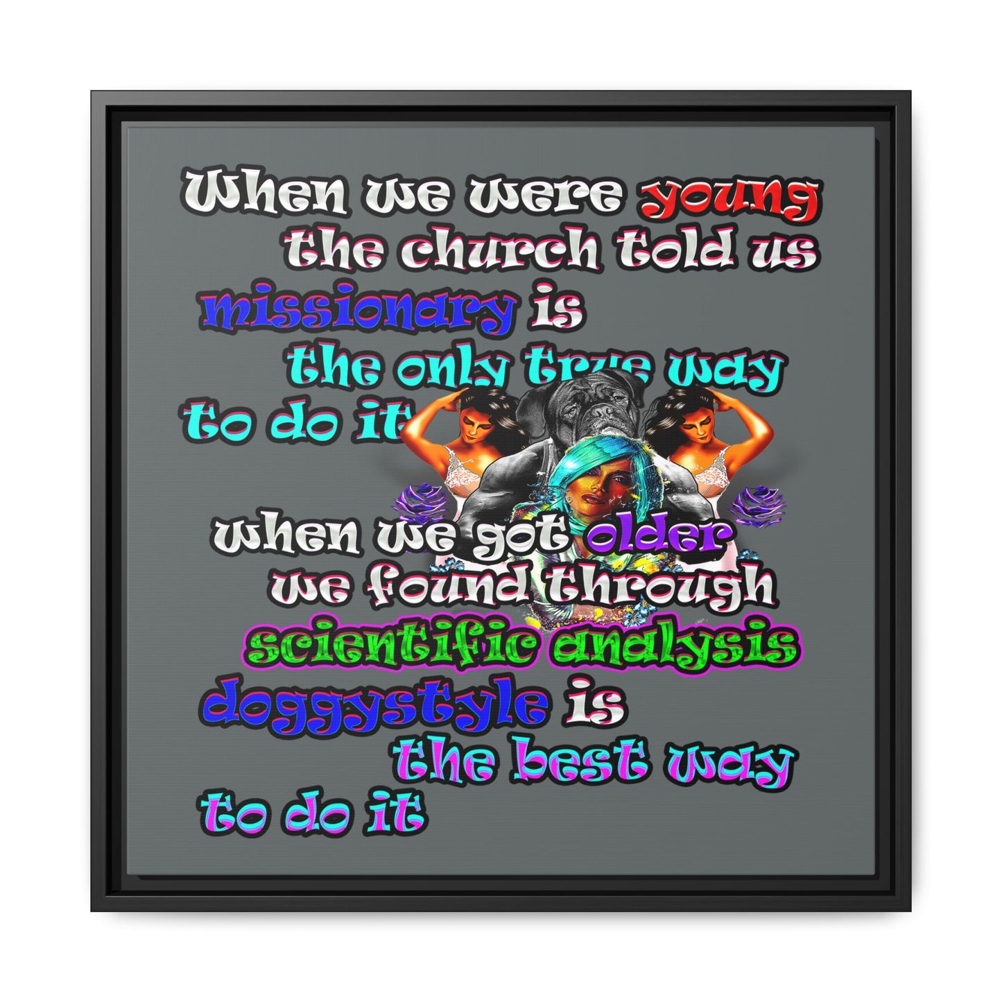 doggystyle - framed canvas art (dark grey)