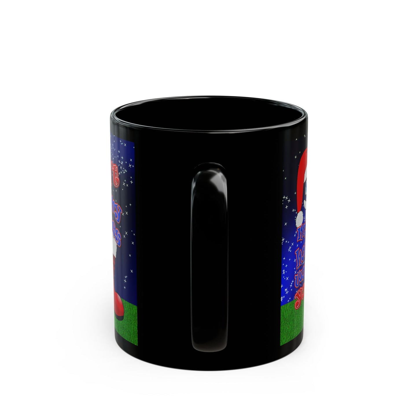 santa's shoes - Black Mug ('snoops' background)