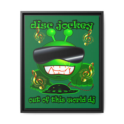 disc jockey - framed canvas art (dark green)