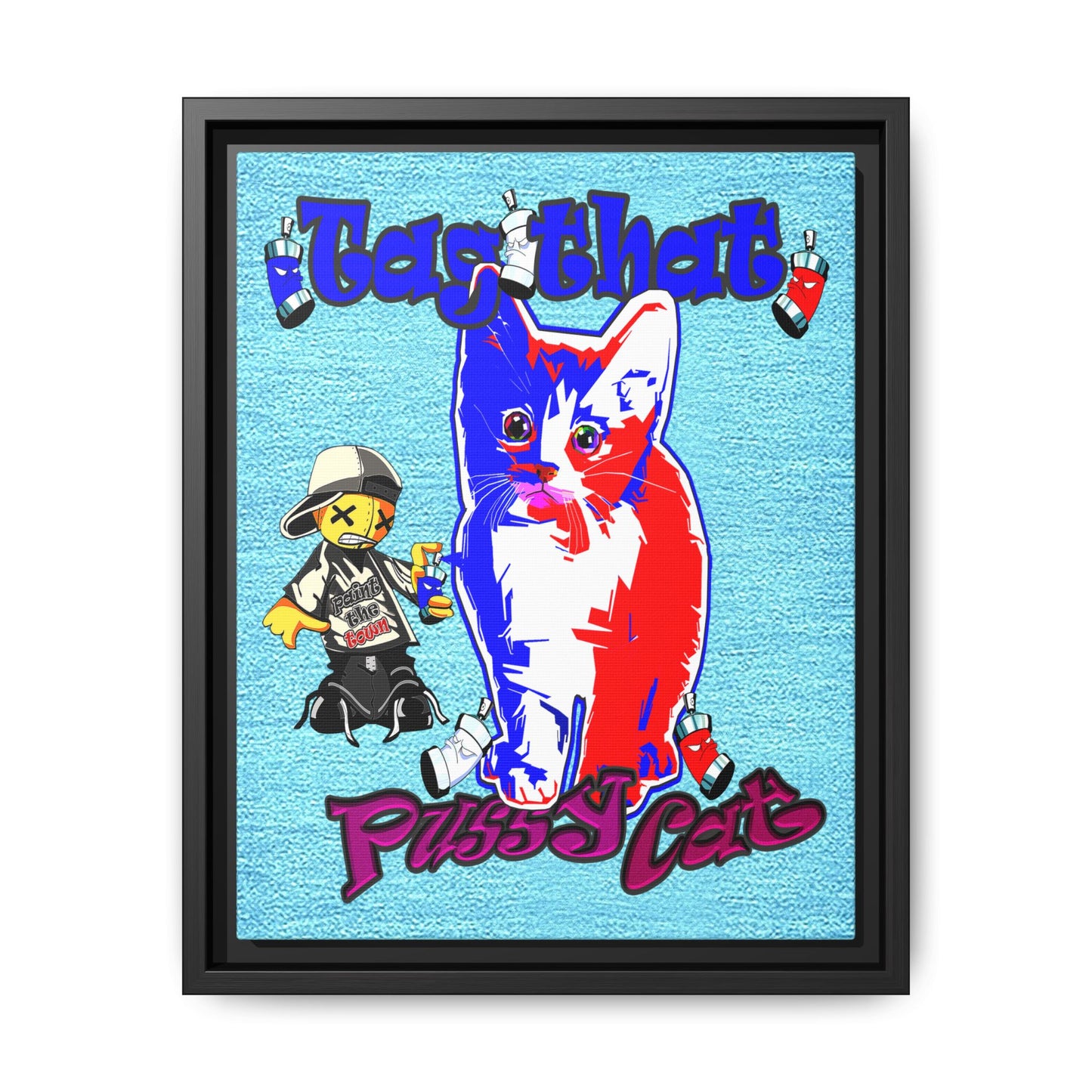 tag that - framed canvas art (faded blue)
