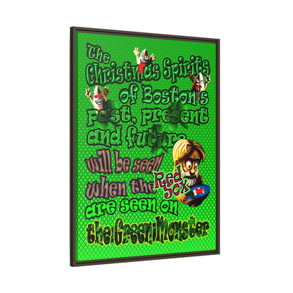 christmas spirits of boston - framed canvas art (logo green)