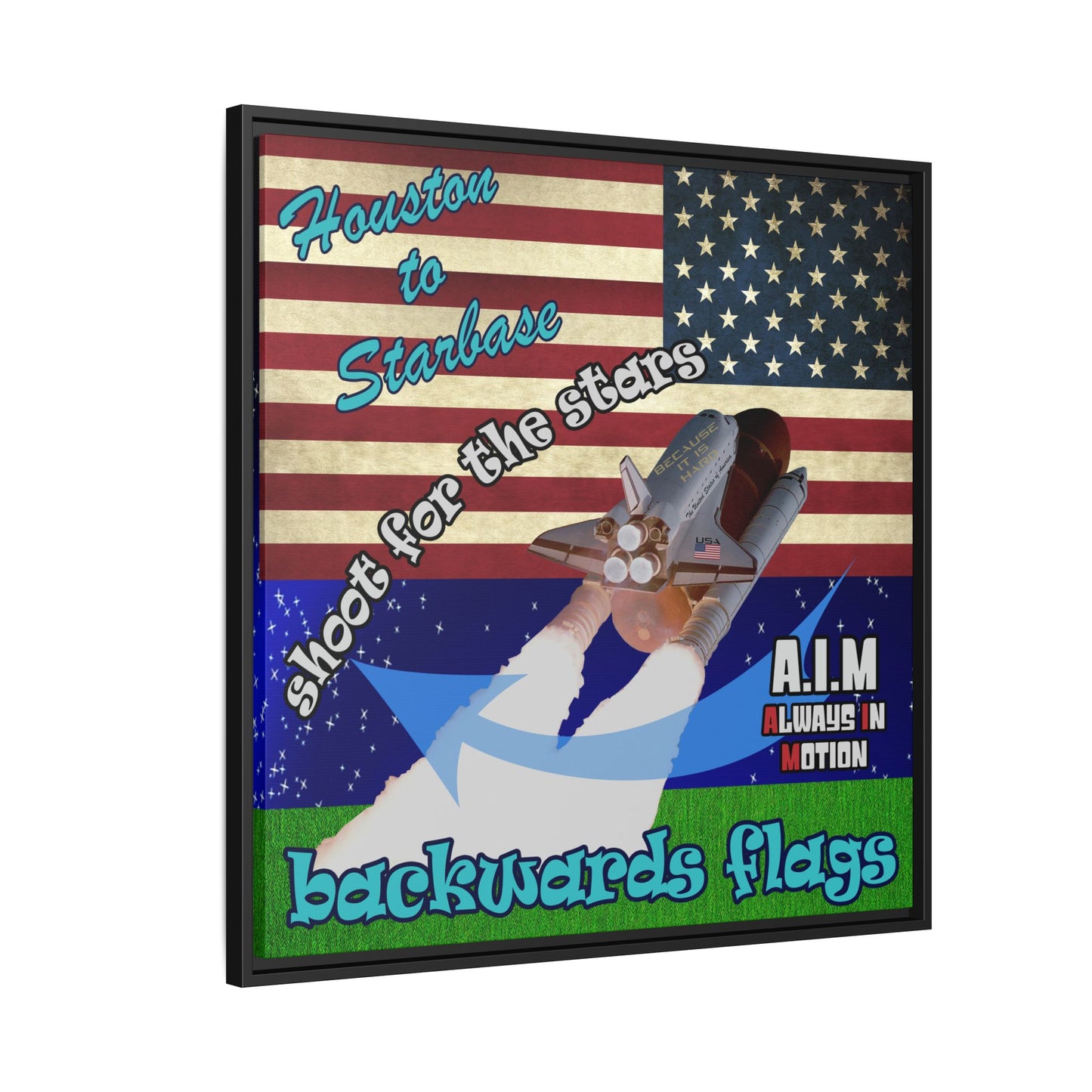 shoot for the stars - framed canvas art ('snoops' background)