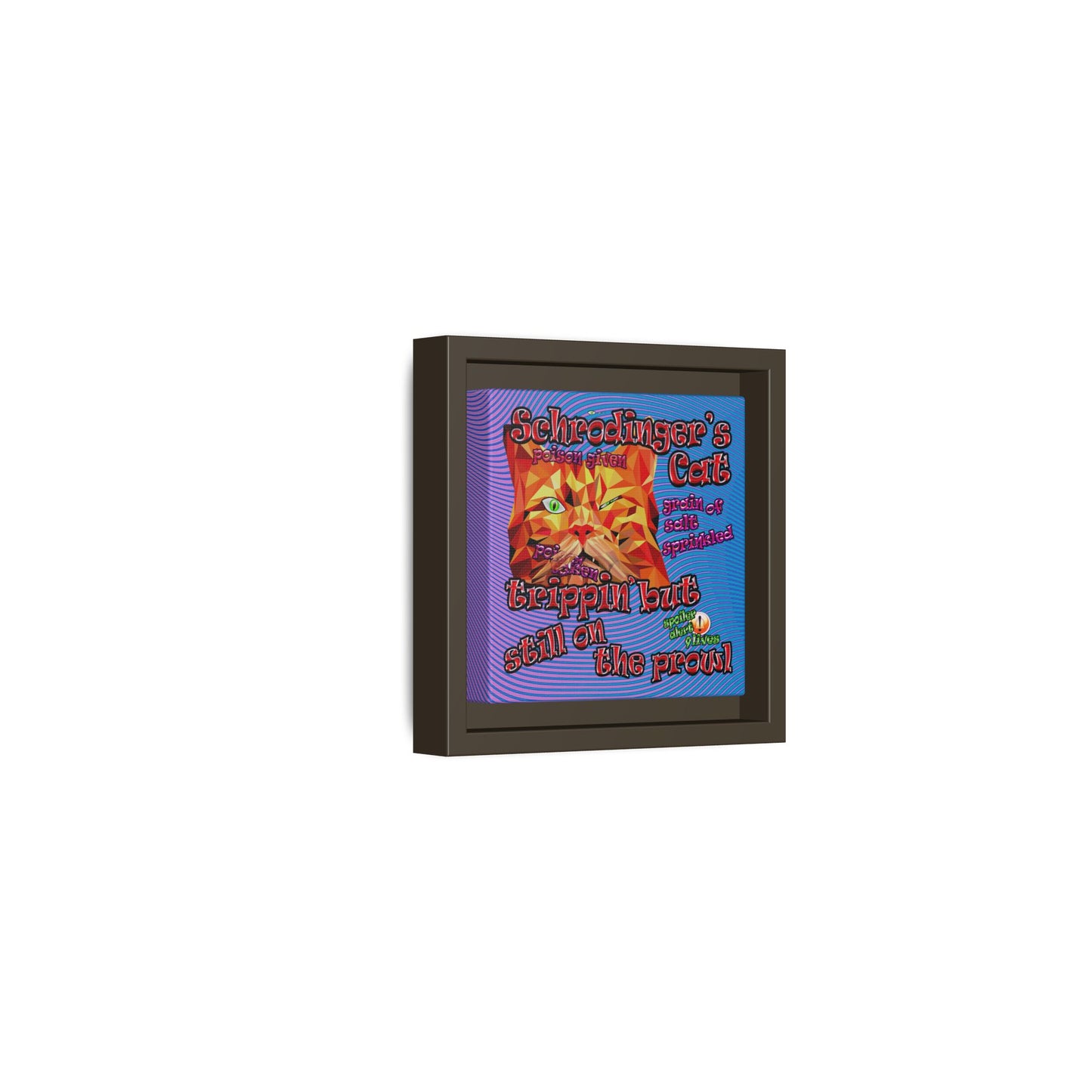 schrodinger's cat - framed canvas art (light blue-purple wave)