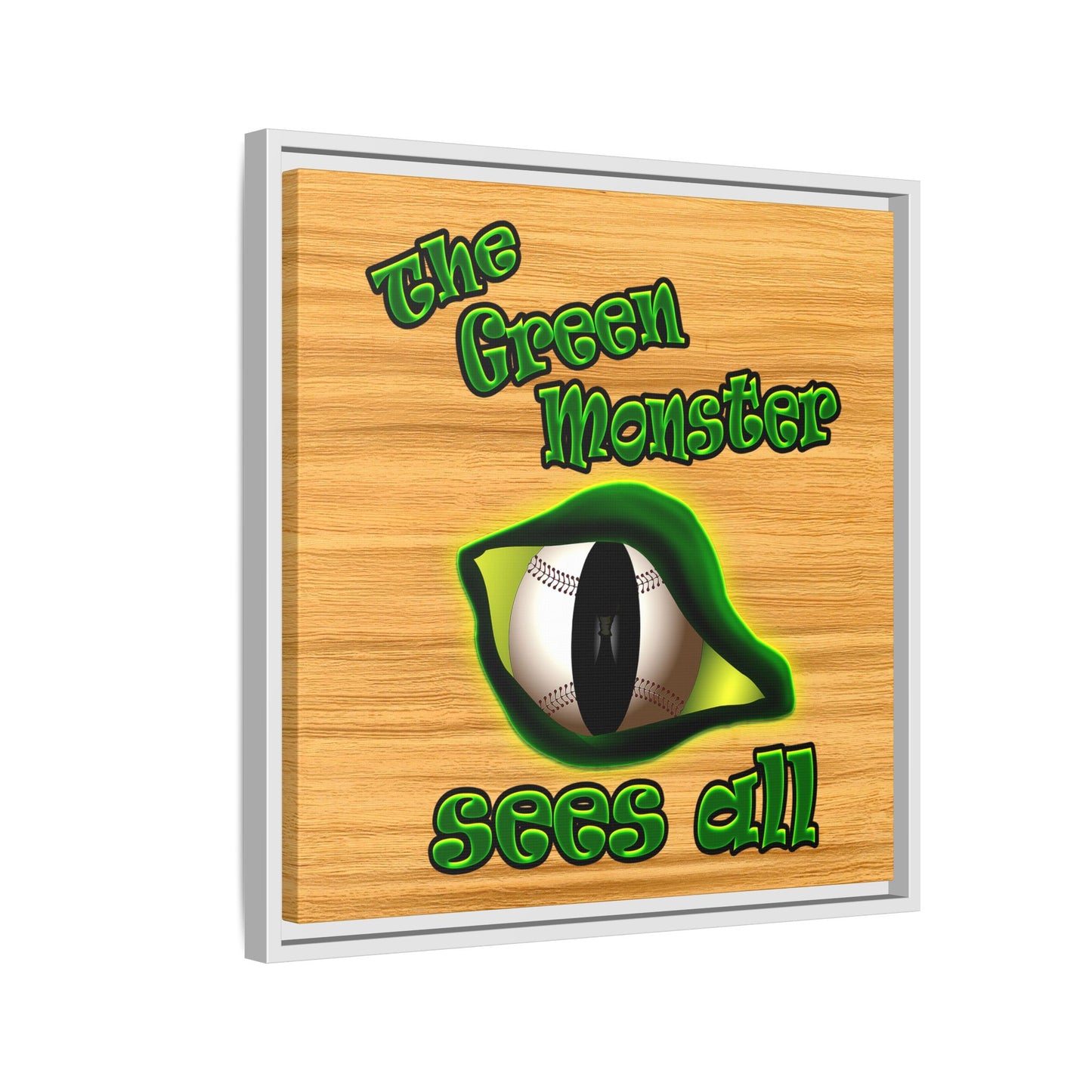 green monster - framed canvas art (butterscotch wood finish)