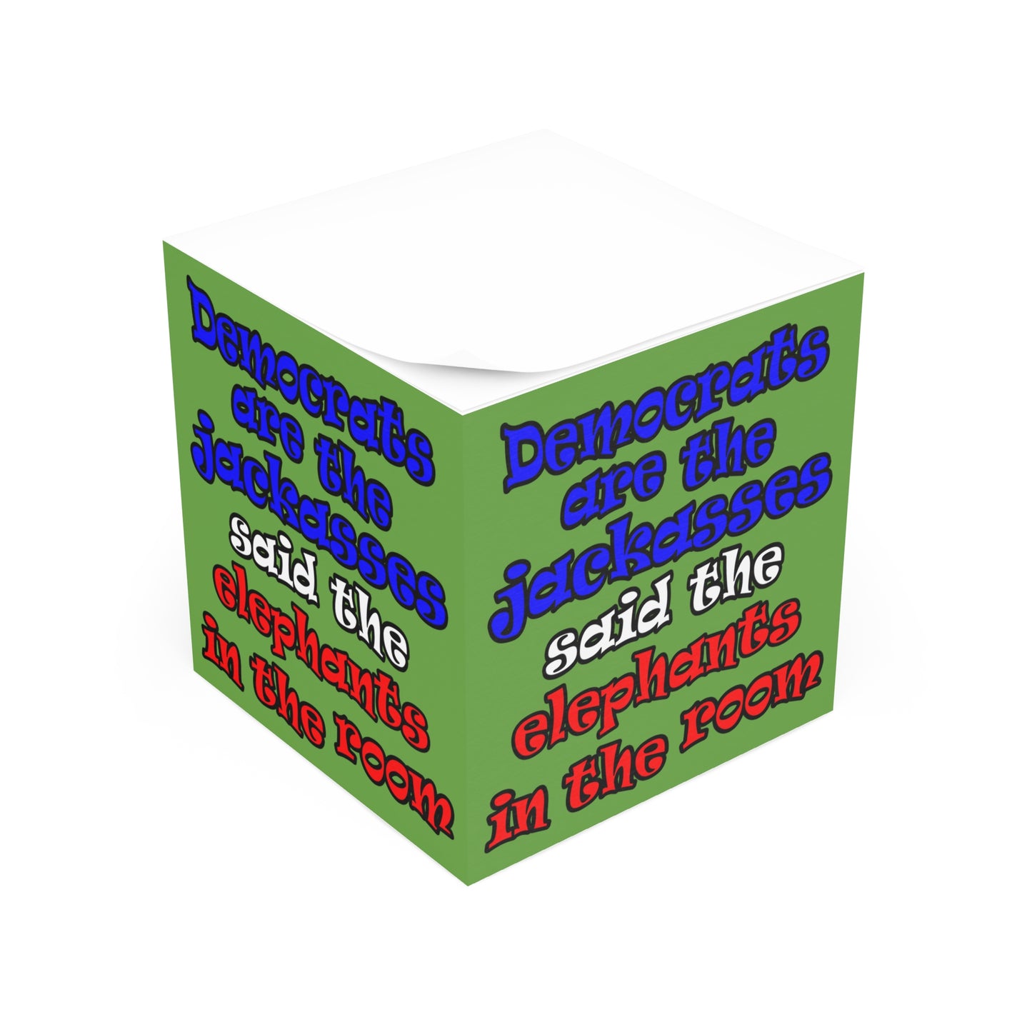 donkeys and elephants - note cube (green)