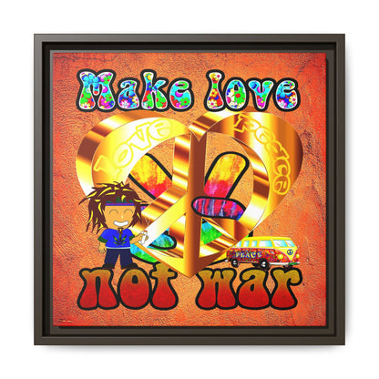 love peace - framed canvas art (burnt orange)