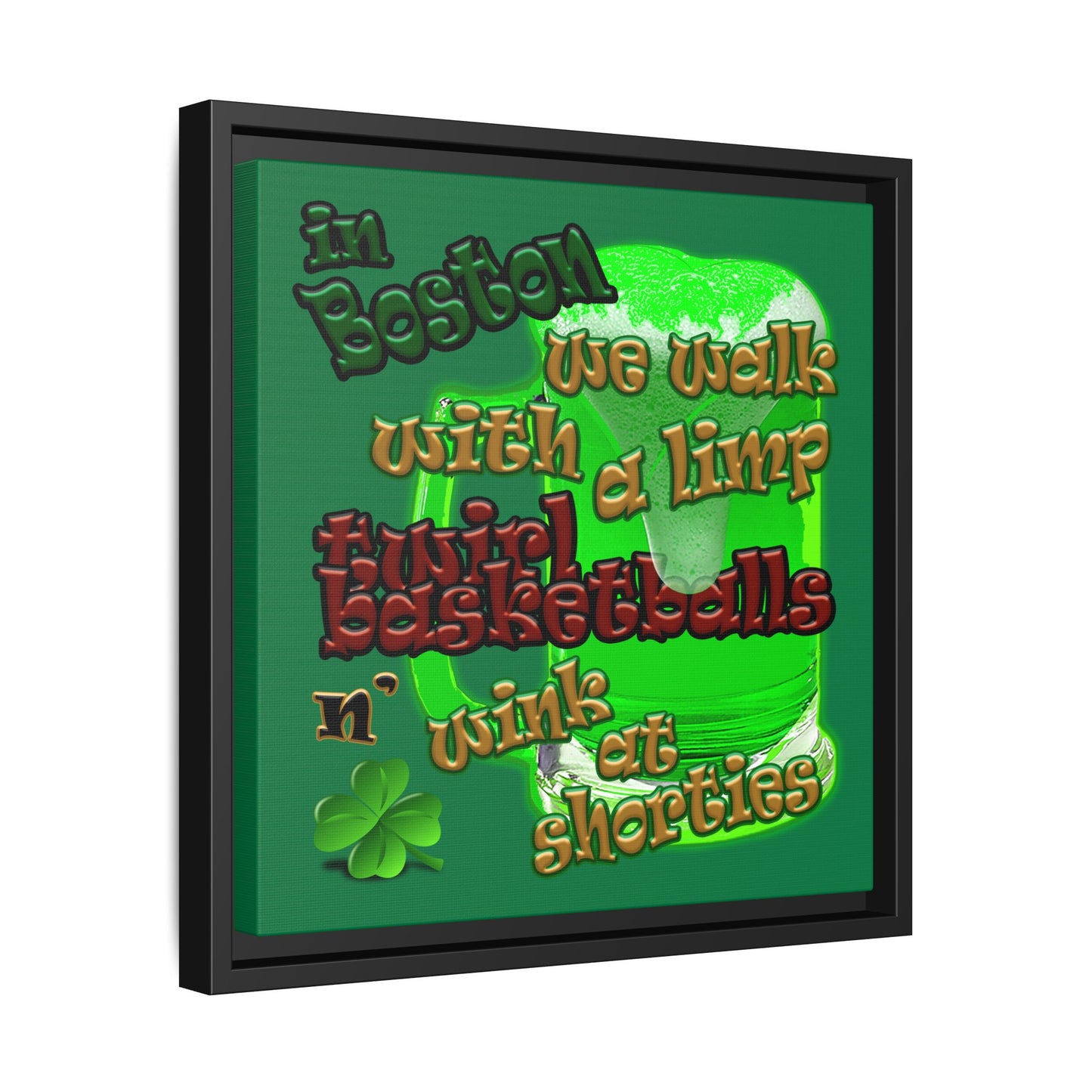 celtics logo - framed canvas art (dark green)