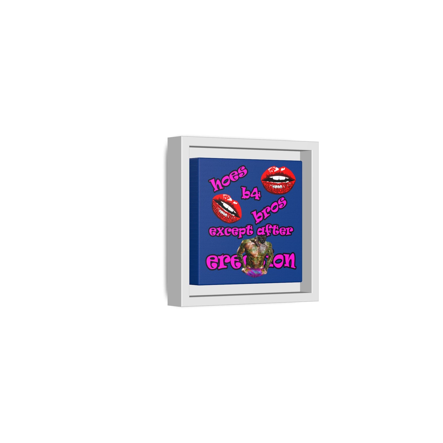 hoes b4 bros - framed canvas art (dark blue)
