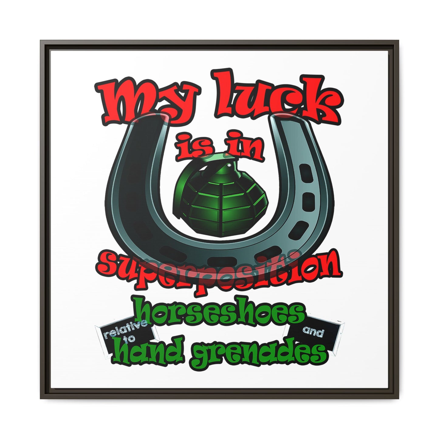 my luck - framed canvas art (white)