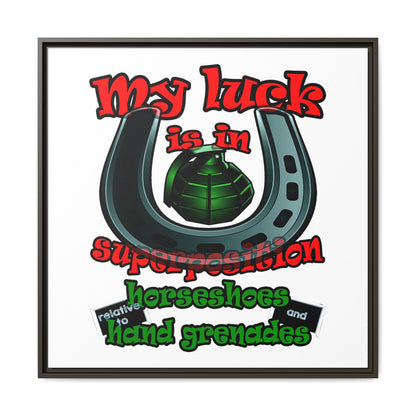 my luck - framed canvas art (white)