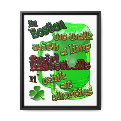 celtics logo - framed canvas art (white)