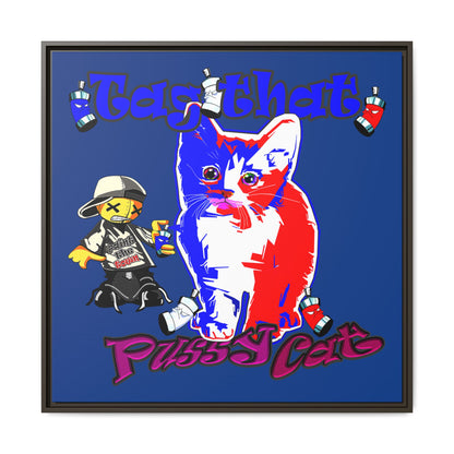 tag that - framed canvas art (dark blue)