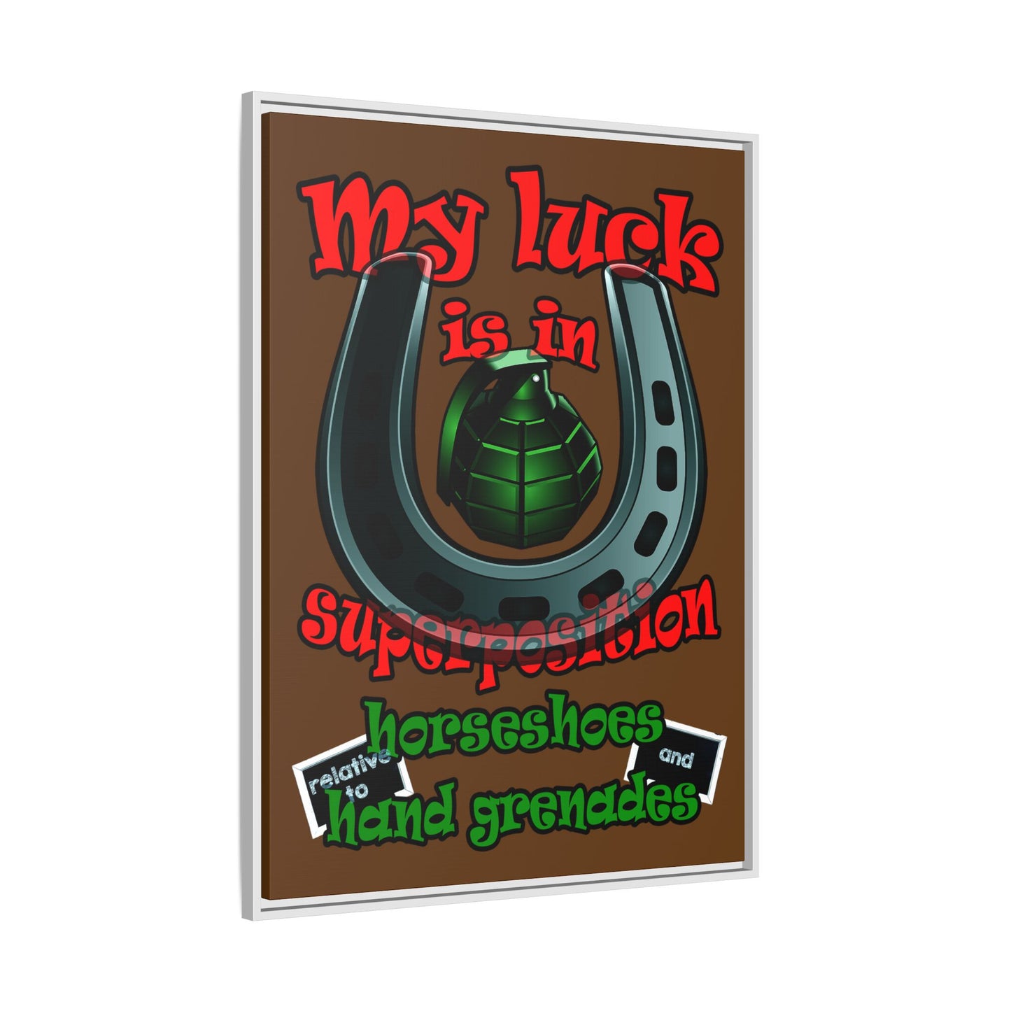 my luck - framed canvas art (brown)