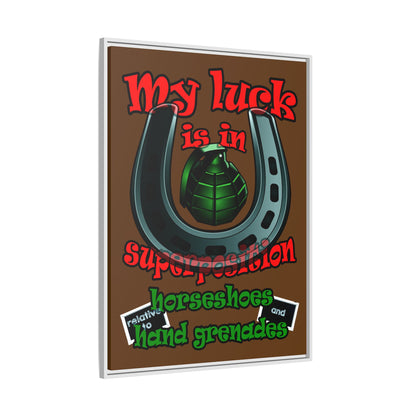 my luck - framed canvas art (brown)