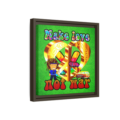 love peace - framed canvas art (green turf)
