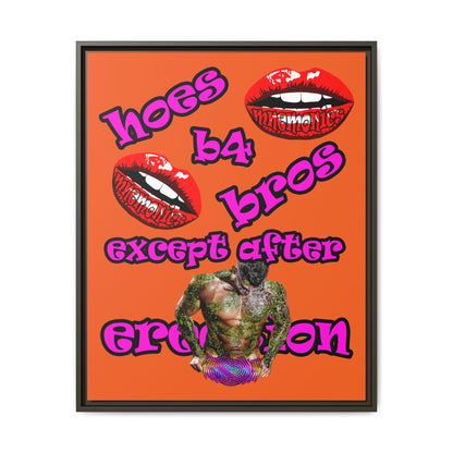 hoes b4 bros - framed canvas art (orange)