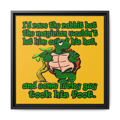 turtle race - framed canvas art (yellow)