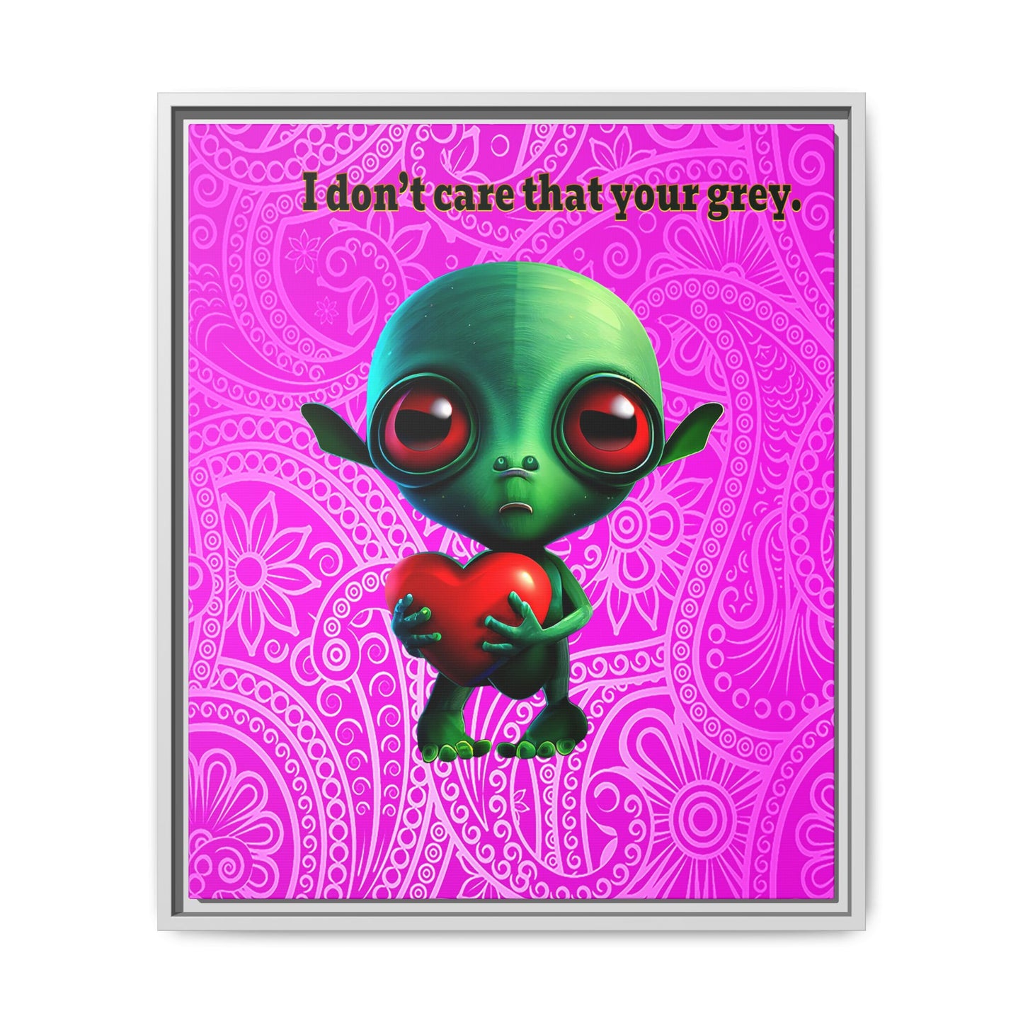 I don't care that your grey - framed canvas art (pink swirl)