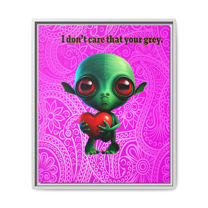 I don't care that your grey - framed canvas art (pink swirl)