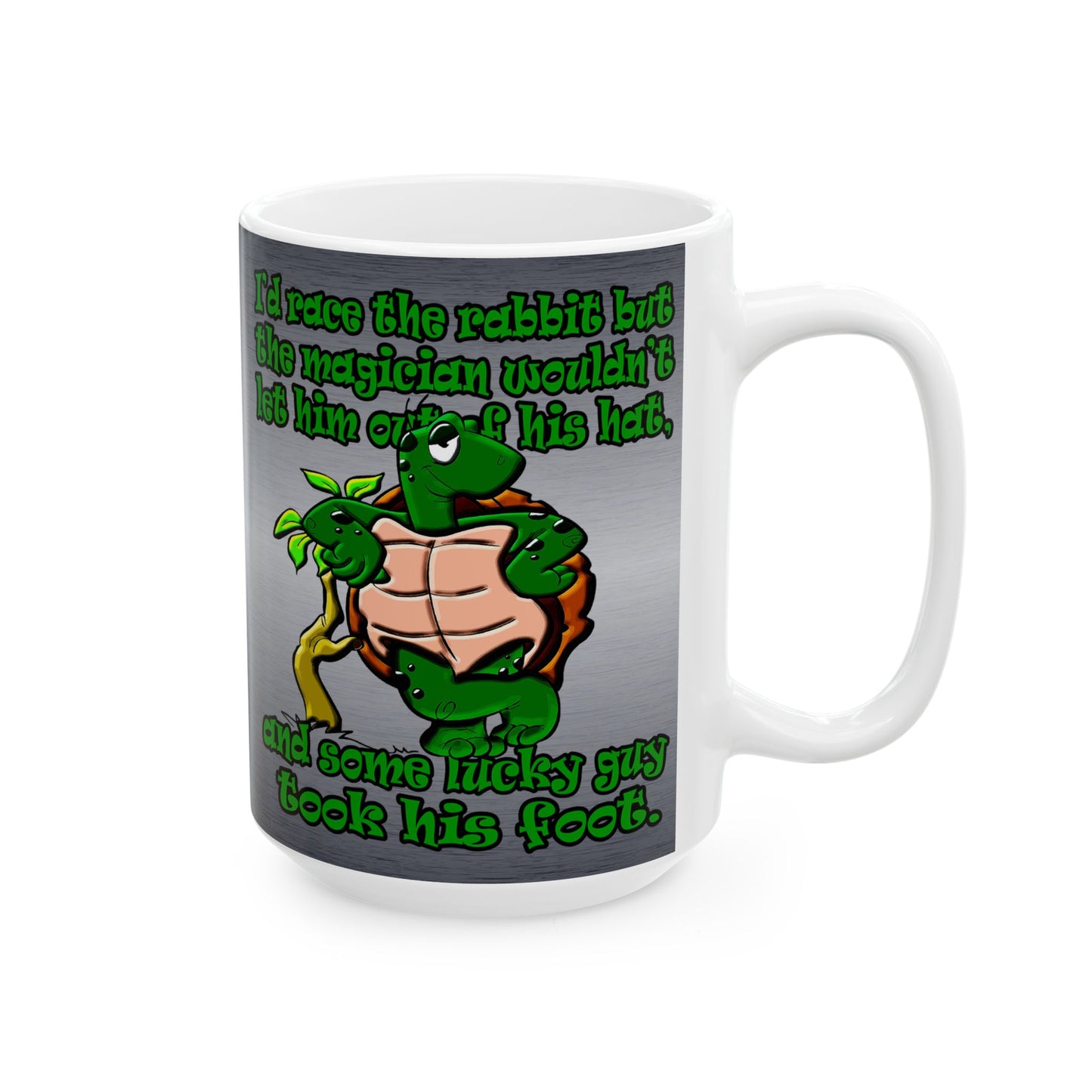 turtle race - White Mug (brushed nickel)