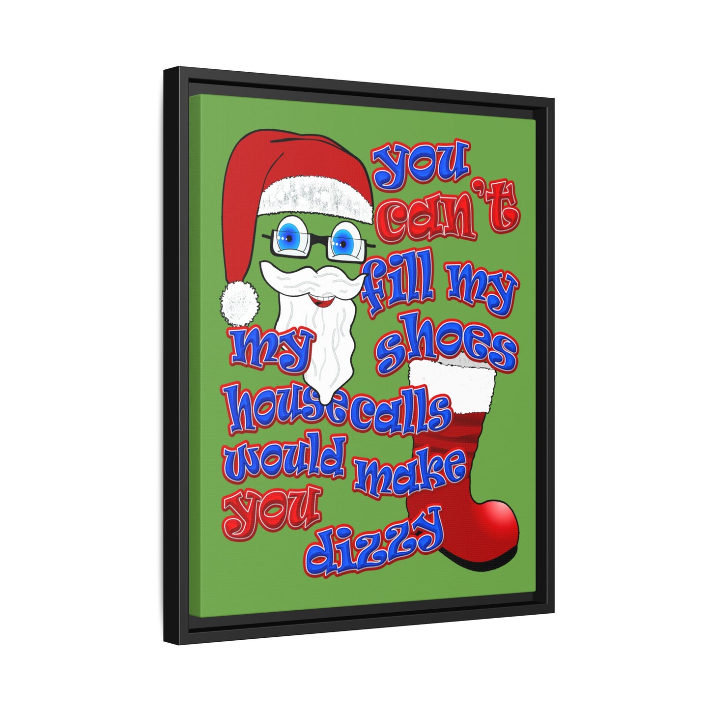 santa's shoes - framed canvas art (green)