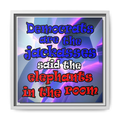 donkeys and elephants - framed canvas art (grey-pink wave)