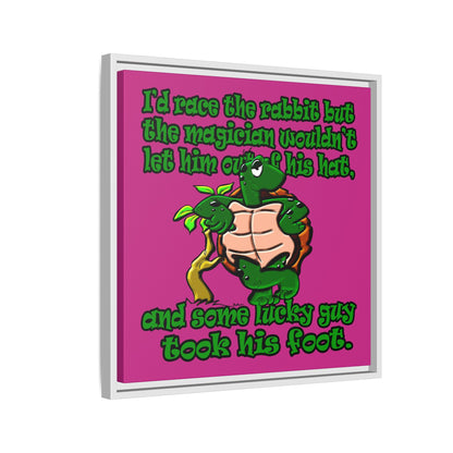 turtle race - framed canvas art (pink)