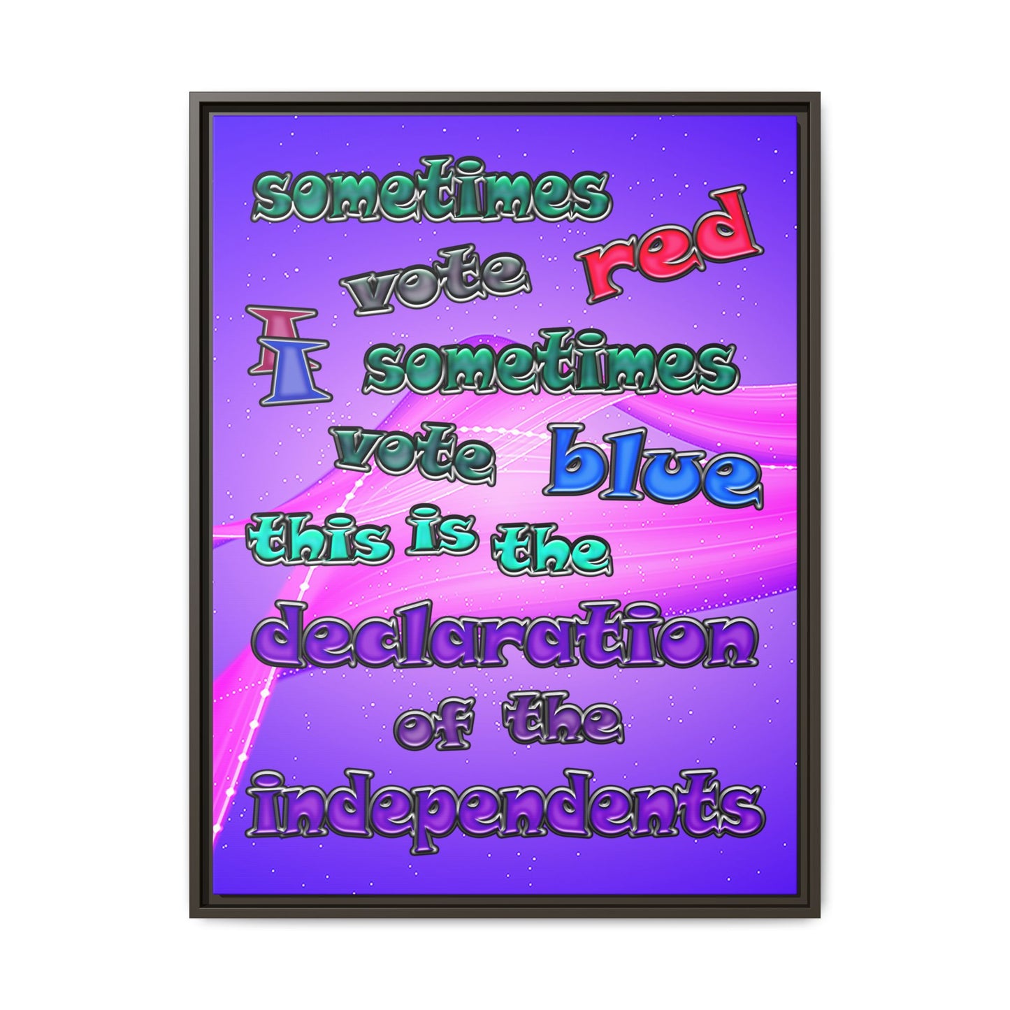declaration of the independents - framed canvas art (purple-pink wave)