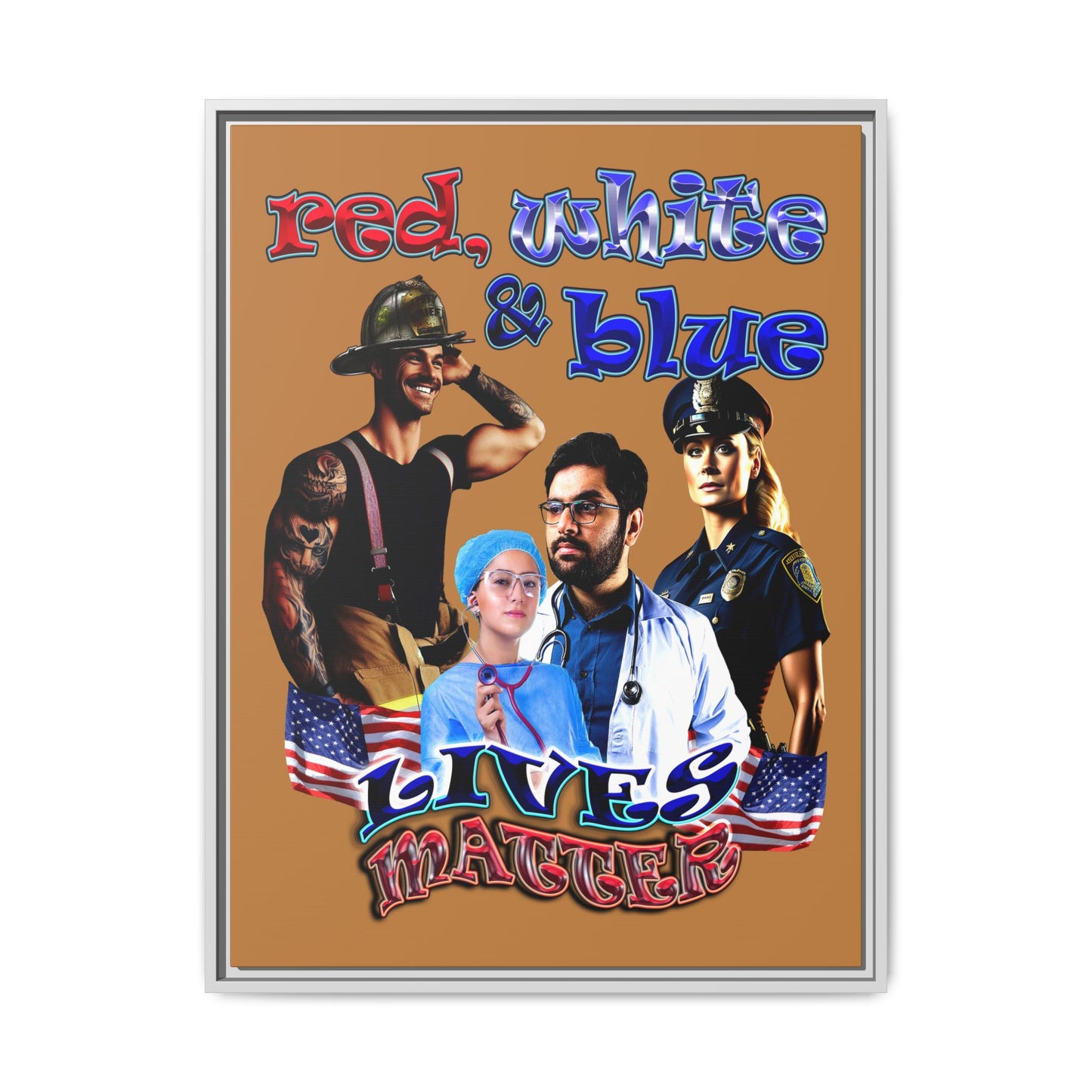 rw&b lives matter - framed canvas art (light brown)