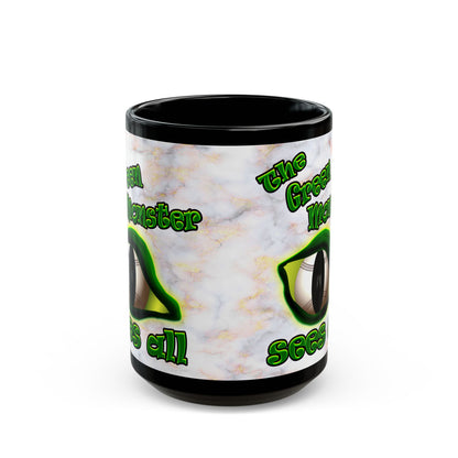 green monster - Black Mug (white marble)