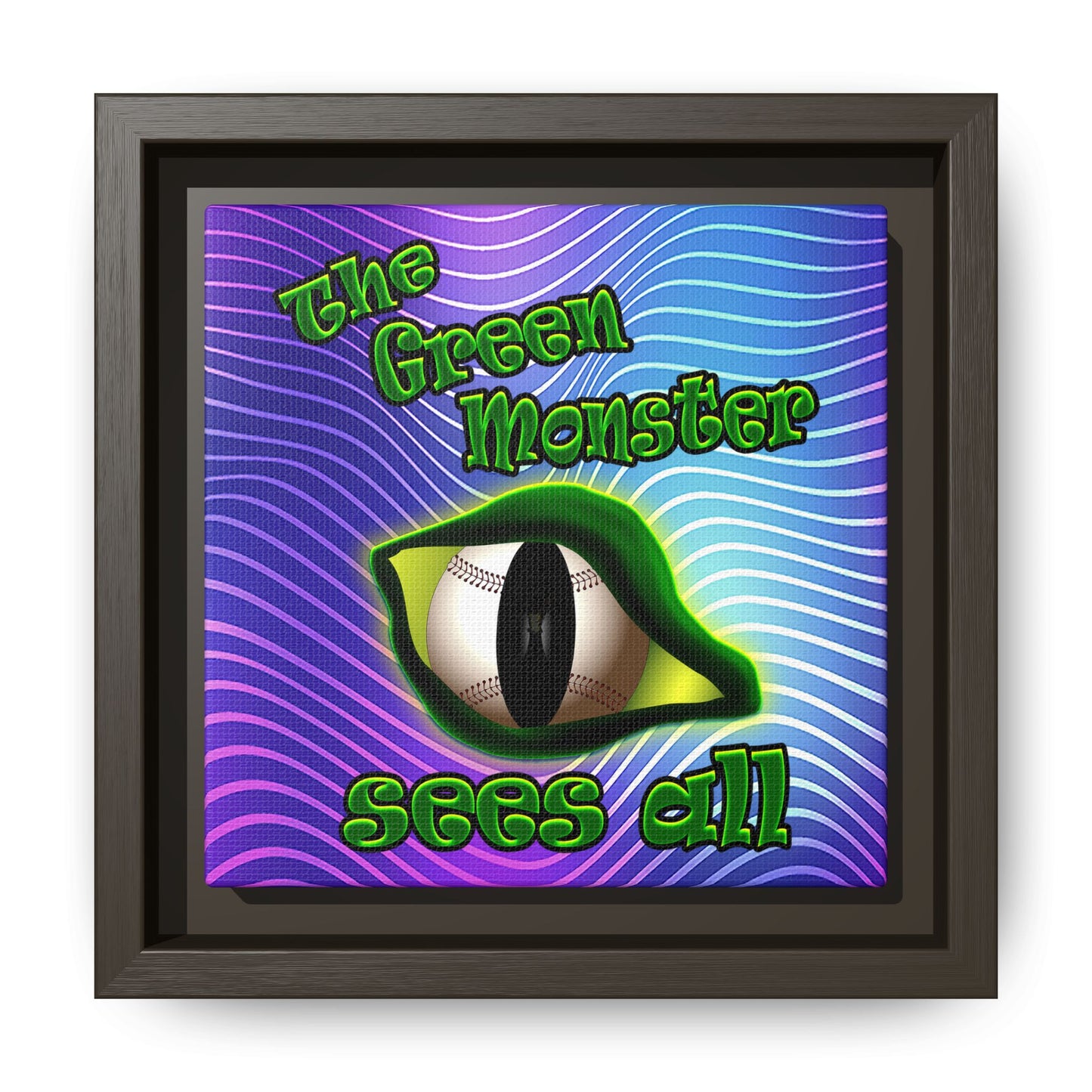 green monster - framed canvas art (purple wave)