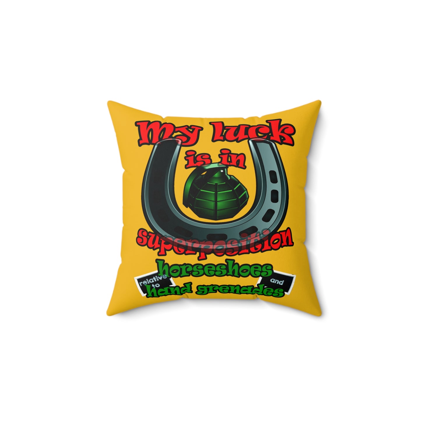 my luck - Faux Suede Square Pillow - (yellow)