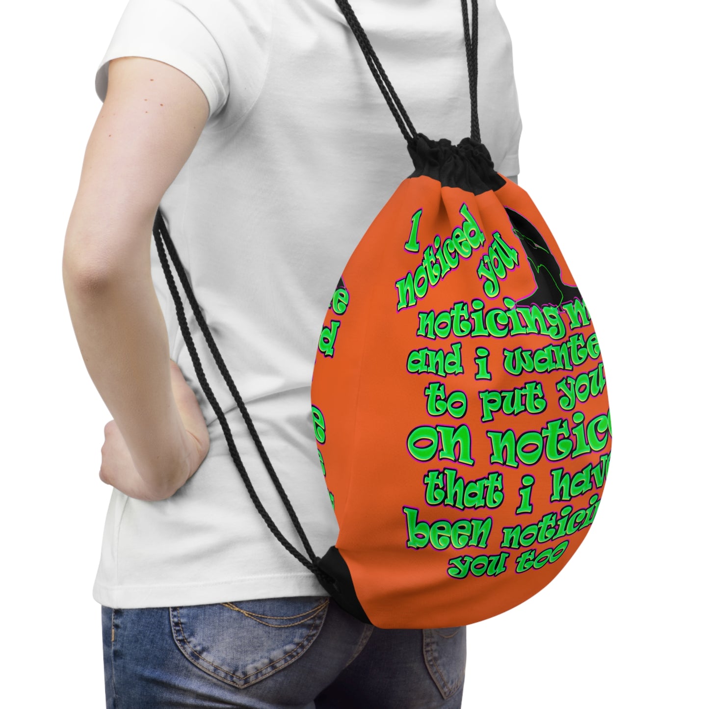 noticed you noticing - Drawstring Bag (orange)