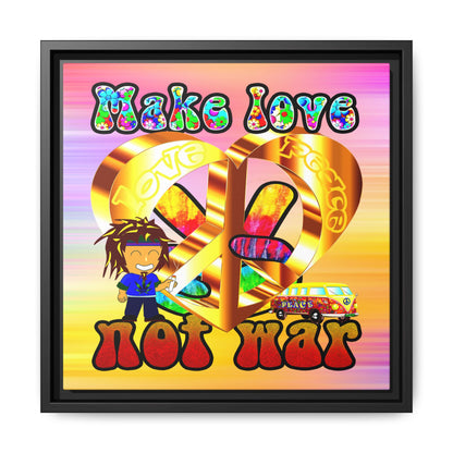 love peace - framed canvas art (color blur)