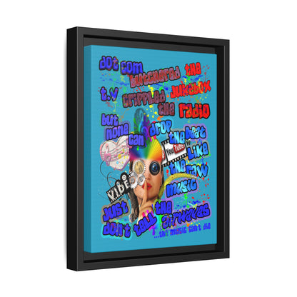drop the beat - framed canvas art (turquoise)