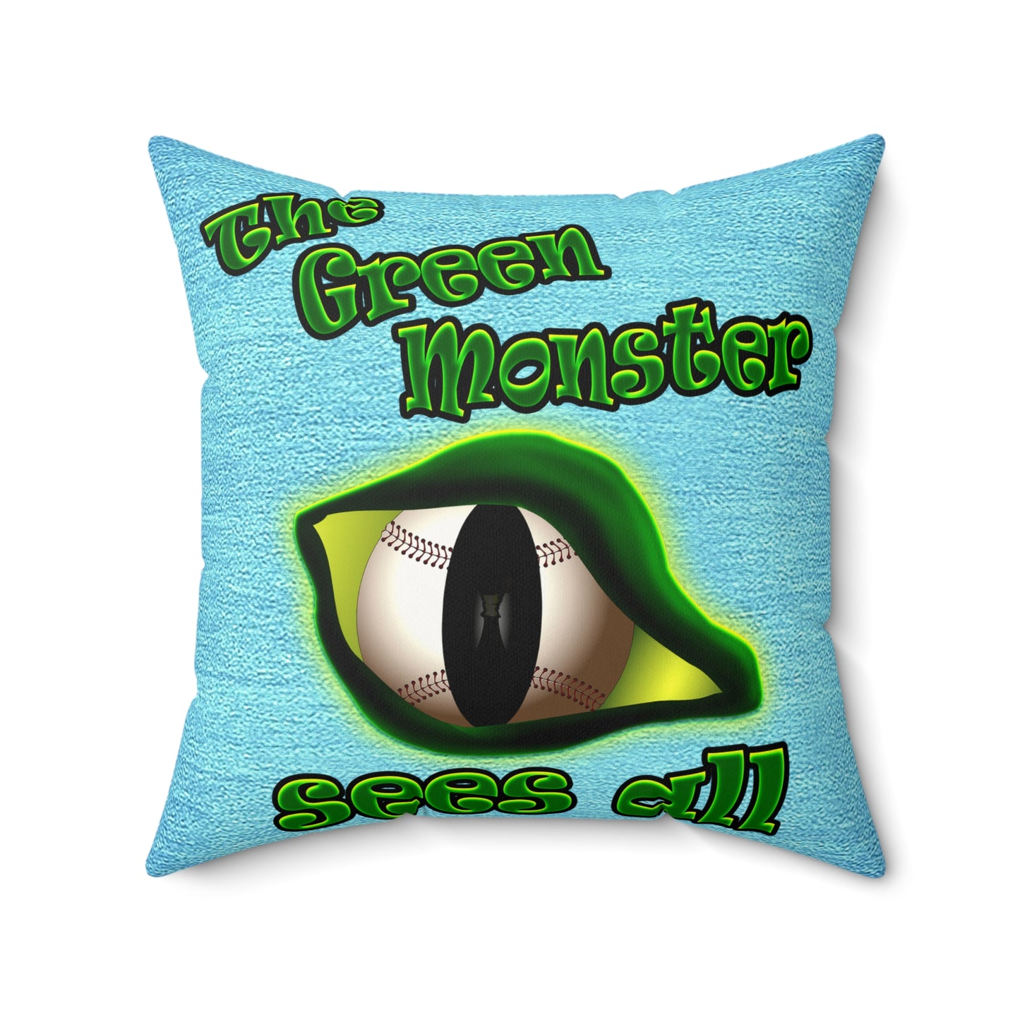 green monster - Faux Suede Square Pillow - (faded blue)