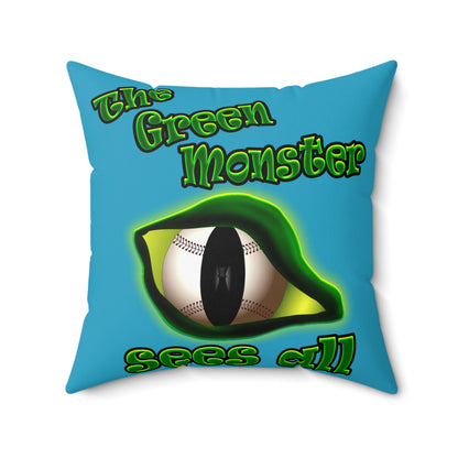 green monster - Spun Polyester Square Pillow - (turquoise)