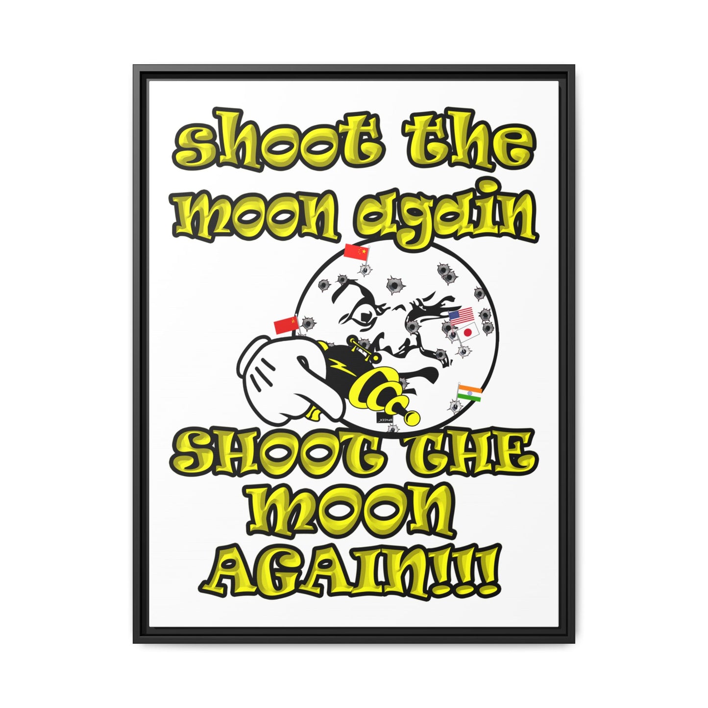 shoot the moon again - framed canvas art (white)