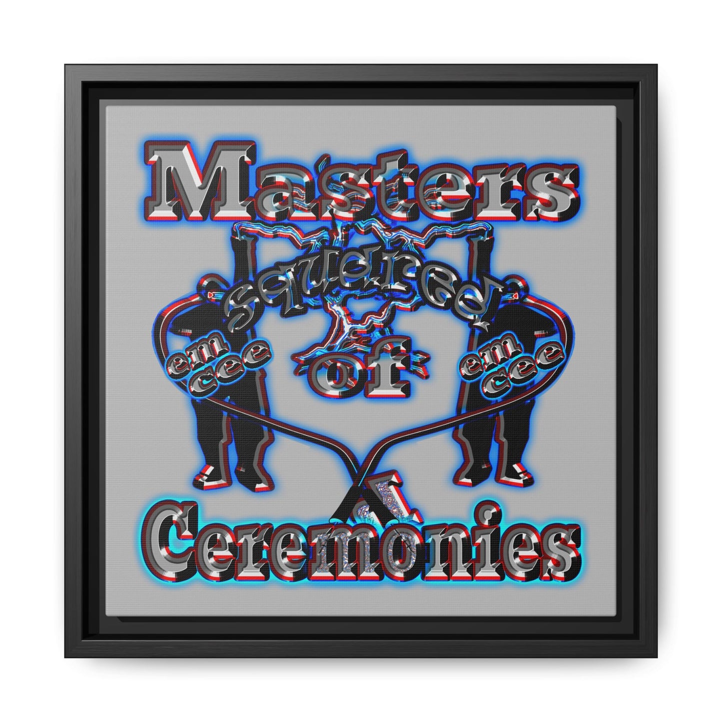 em cee squared - framed canvas art (light grey)