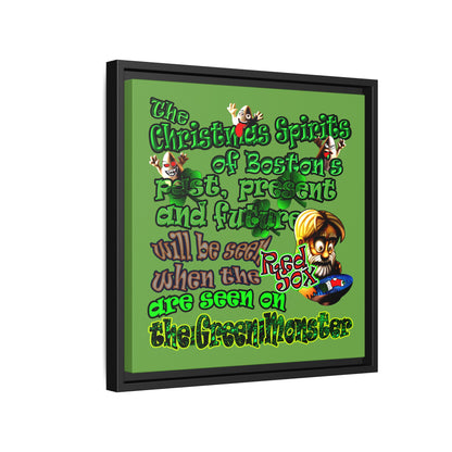 christmas spirits of boston - framed canvas art (green)