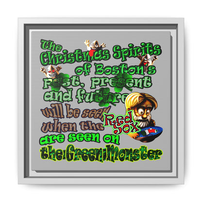 christmas spirits of boston - framed canvas art (light grey)