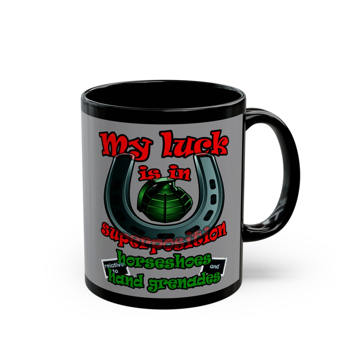 my luck - Black Mug (grey)