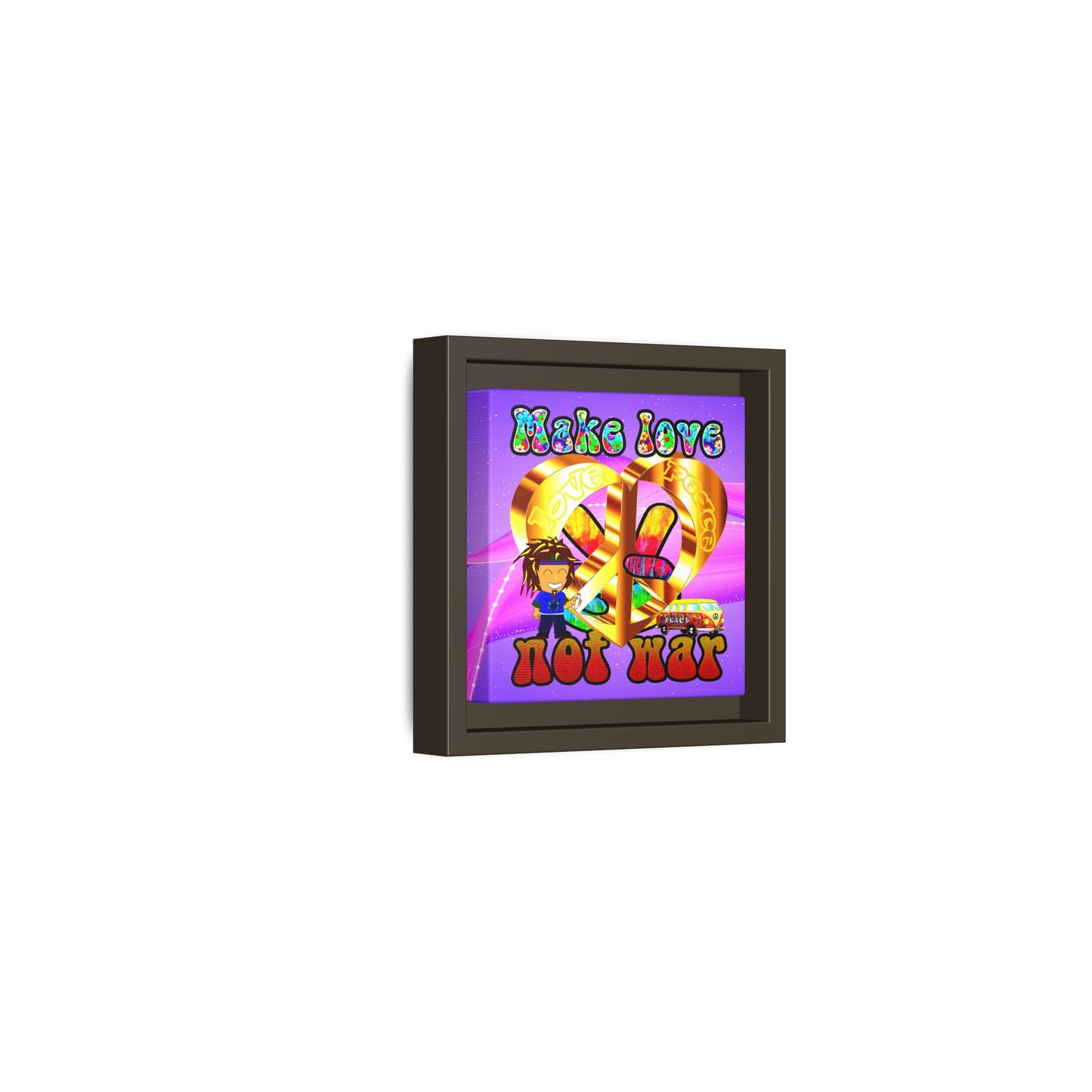 love peace - framed canvas art (purple-pink wave)