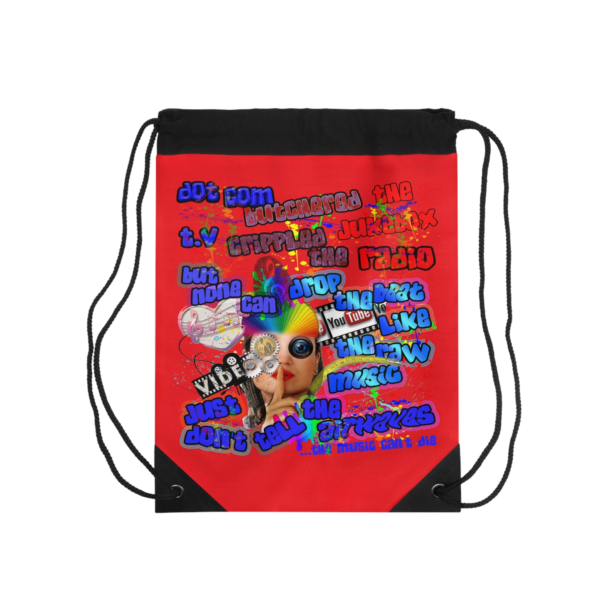 drop the beat - Drawstring Bag (red)
